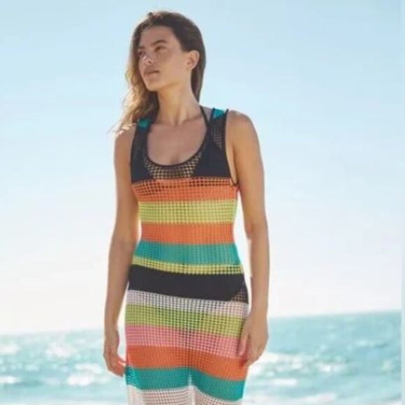 NWT PQ SWIM Shiloh Crochet Multicolor Cover-up Dress Size XS/S - Picture 8 of 8
